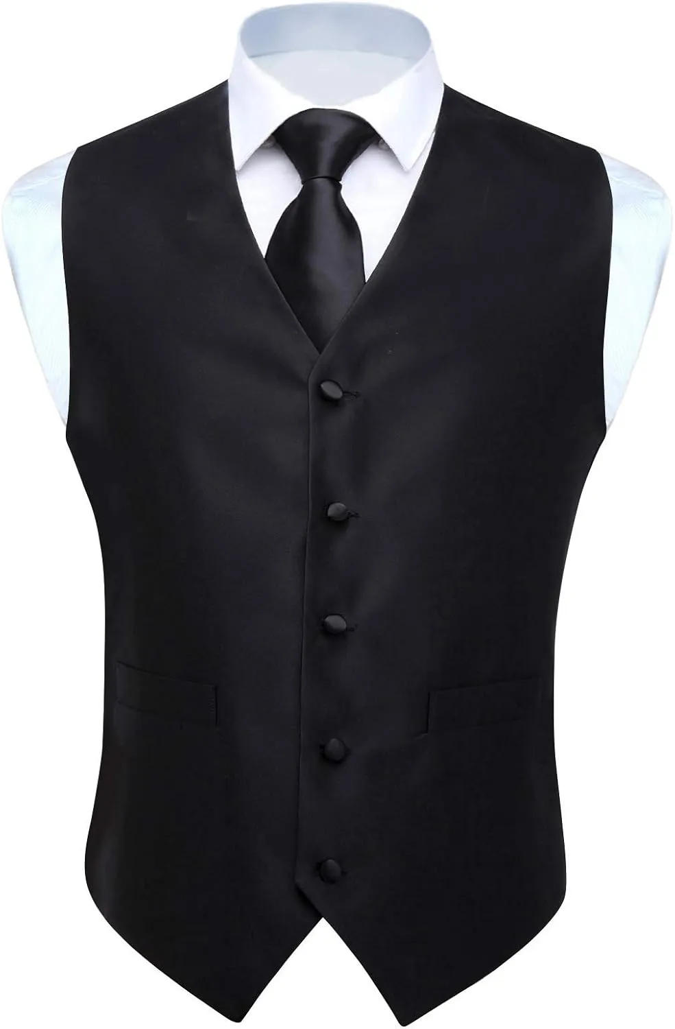 HISDERN 3PC Men's Paisley Floral Jacquard Suit Vest & Necktie and Pocket Square Formal Waistcoat for Tuxedo Wedding Party