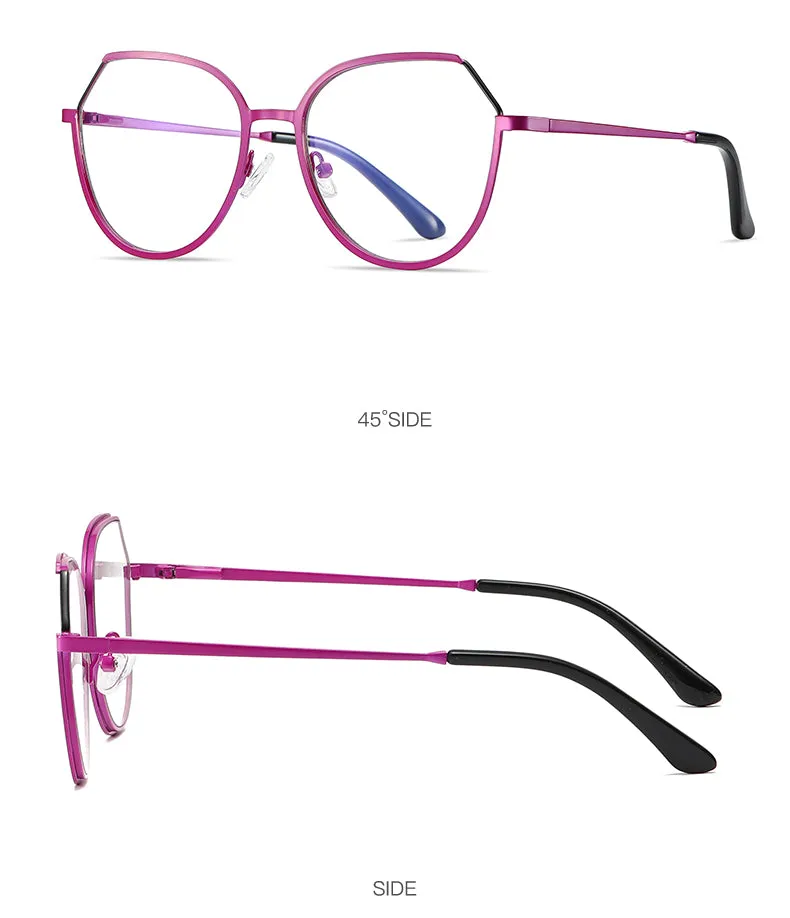Hotony Women's Full Rim TR 90 Resin Round Alloy Frame Eyeglasses 3034
