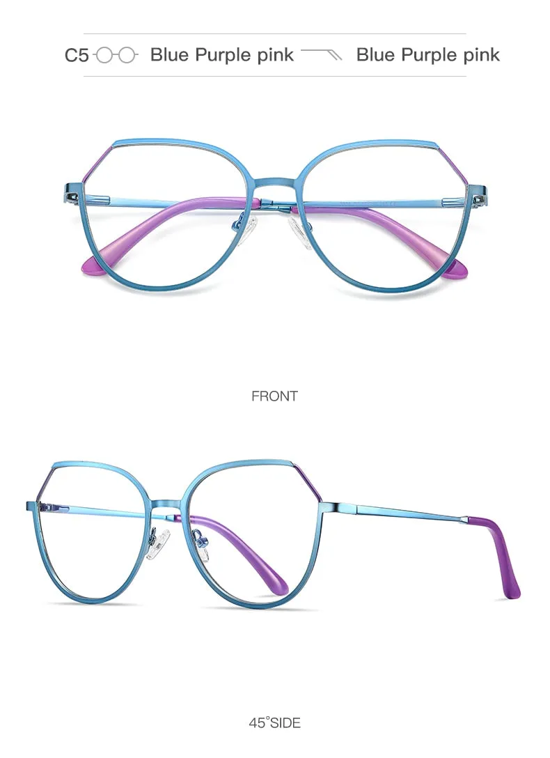 Hotony Women's Full Rim TR 90 Resin Round Alloy Frame Eyeglasses 3034