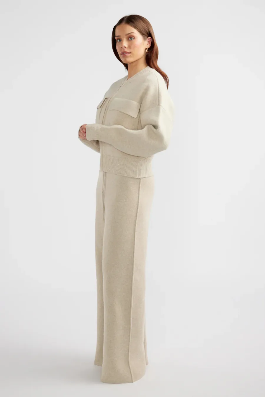 James Knit Bomber Jacket Oat