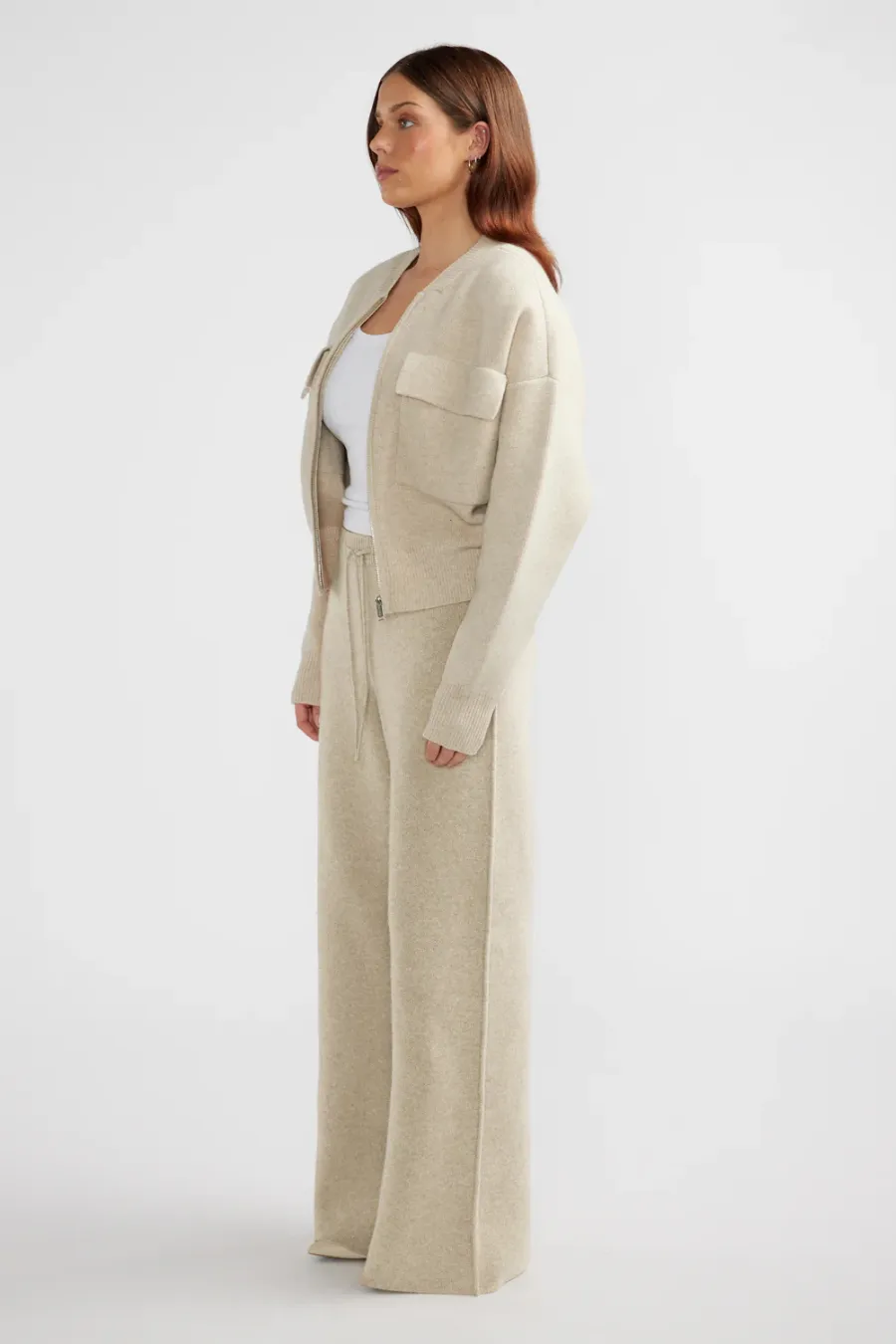 James Knit Bomber Jacket Oat