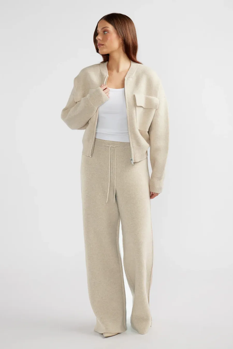 James Knit Bomber Jacket Oat