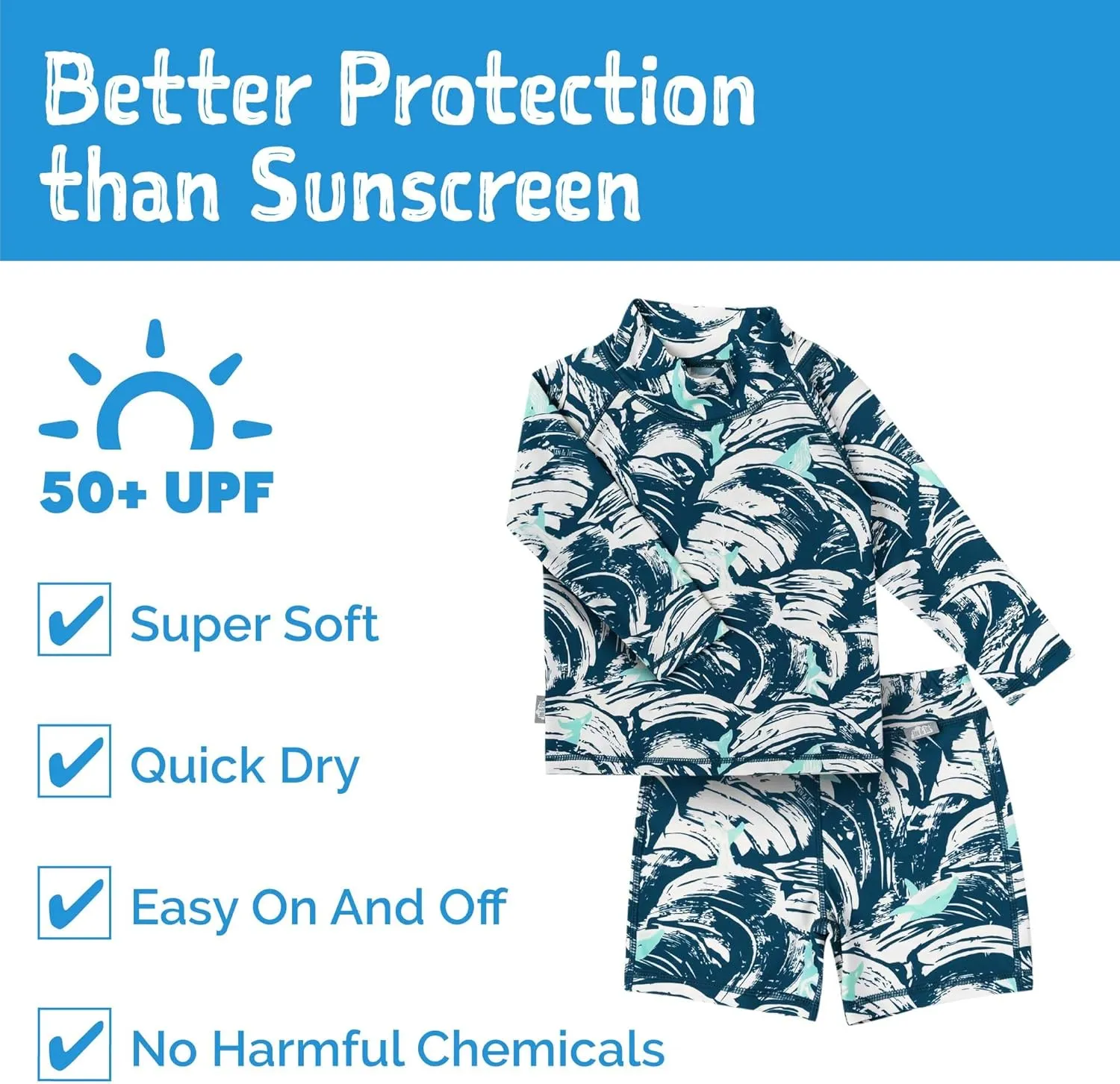 JAN & JUL Long Sleeve 2-pc UV Swim-Suit Set with Shorts (Baby, Toddler, Kids)