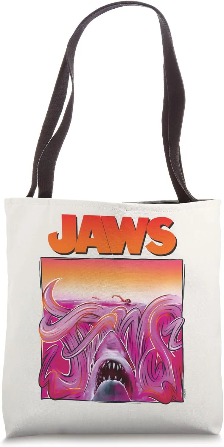 Jaws 50th Anniversary Poster Psychedelic Terror 2-Sided Tote Bag