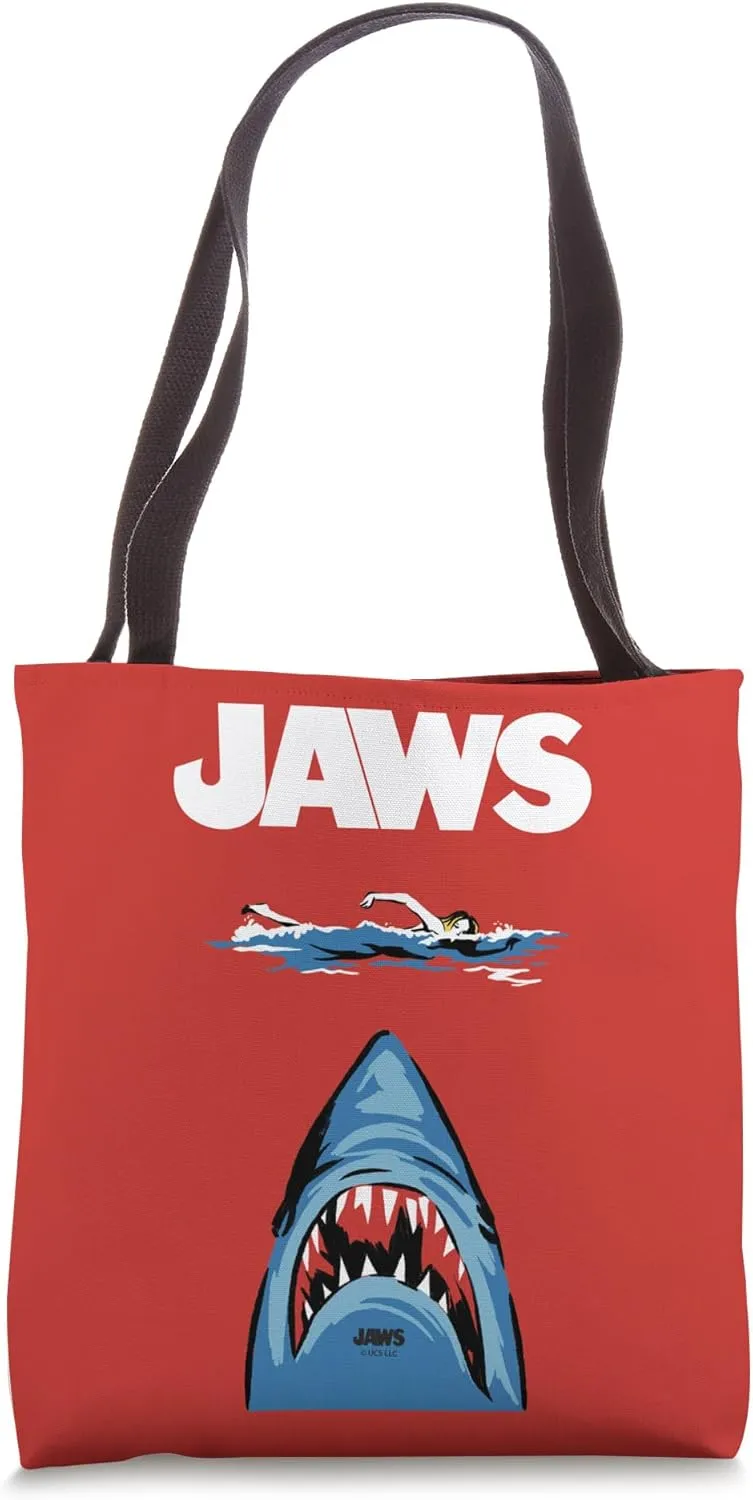 Jaws 50th Anniversary Poster Red Bite Front & Back Tote Bag