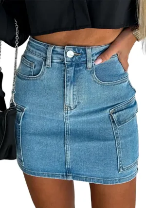 Jean Skorts Skirts for Women Summer Trendy Denim Mini Skirt with High Waisted Shorts