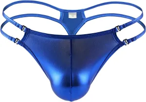 JEsilunmaMY Mens Leather Jockstrap Thongs Low Rise Ice Silk Bulge Pouch G-Strings Athletic Supporter Underwear Bikini Briefs