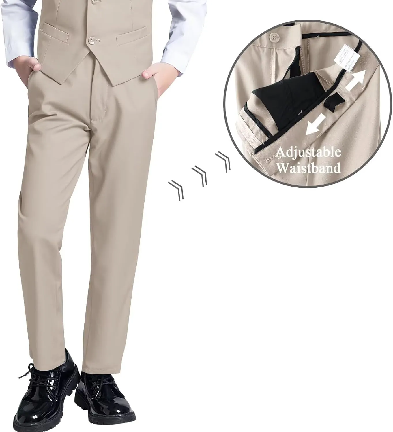 JPF Boys Formal Suits Slim Fit 5 Piece Kids Suit Jacket Pants Set with Dress Shirt and Tie for Wedding Prom