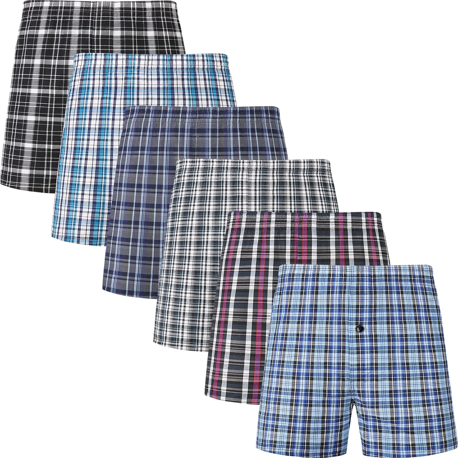 JupiterSecret Men's Underwear Woven Boxers for Men Pack Cotton Boxer Shorts Elastic Waistband