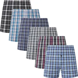 JupiterSecret Men's Underwear Woven Boxers for Men Pack Cotton Boxer Shorts Elastic Waistband