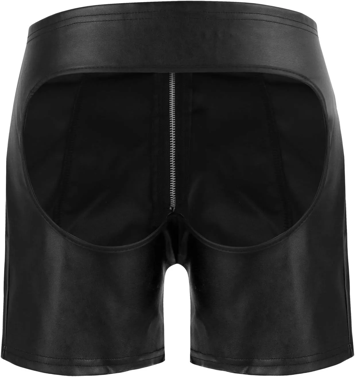 KILLREAL Men's Sexy Faux Leather Gay Underwear Tight Zipper Pouch Boxers Briefs