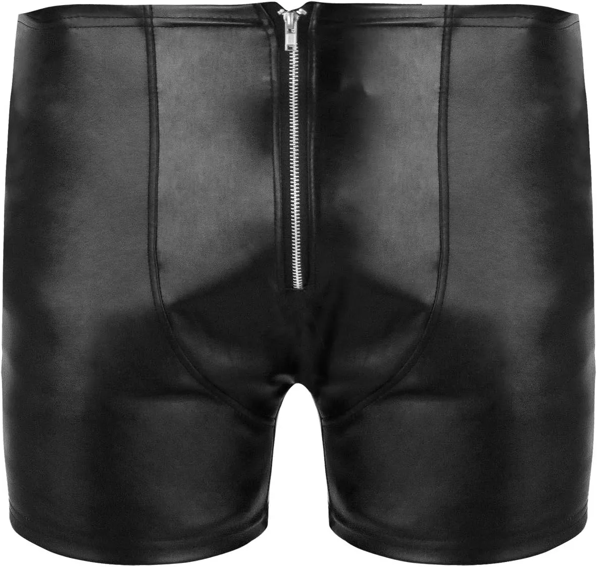 KILLREAL Men's Sexy Faux Leather Gay Underwear Tight Zipper Pouch Boxers Briefs