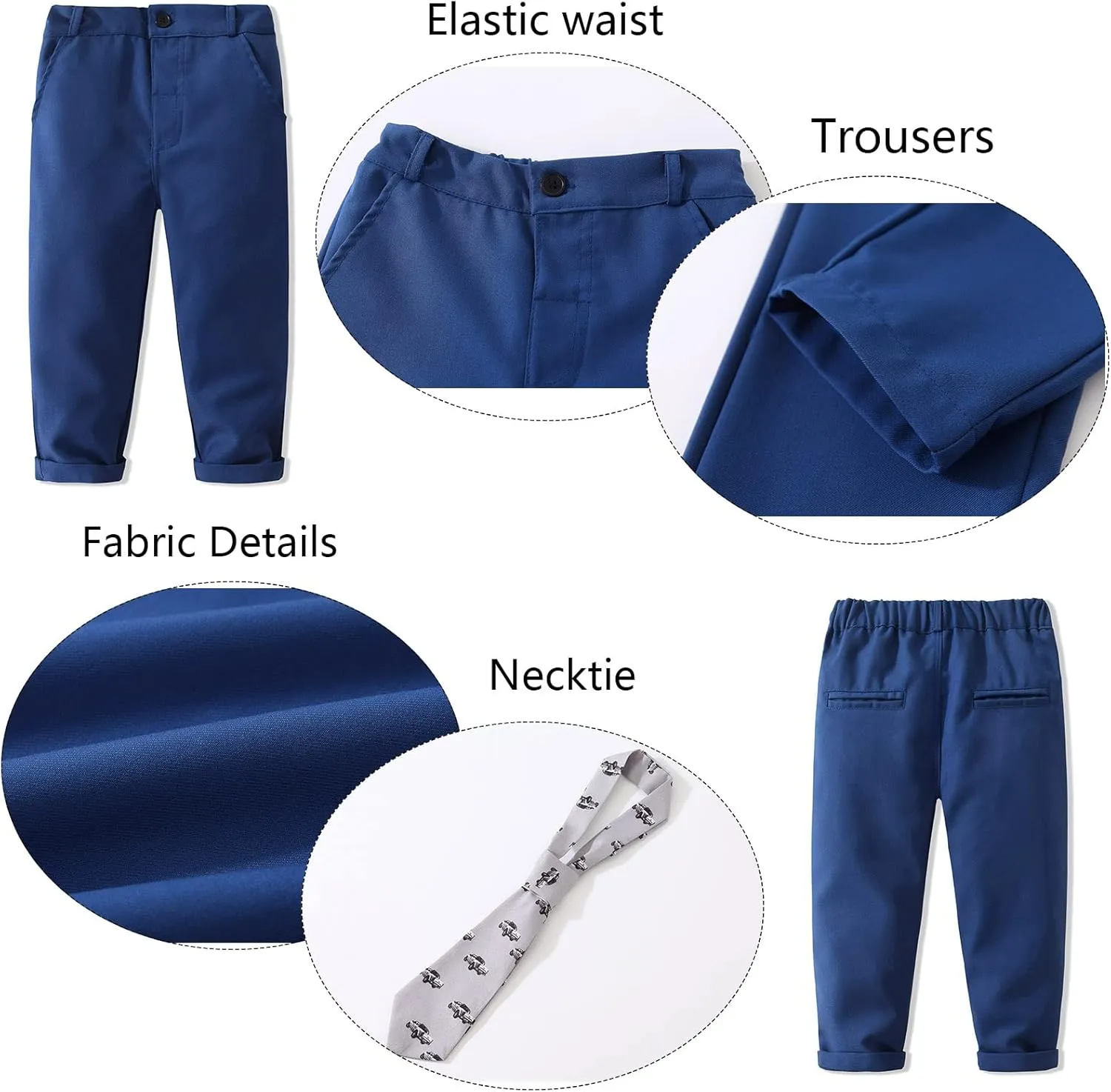 Kimocat Boys' 4-Piece Formal Suit Set Dress Shirt Vest Pants and Tie Wedding Birthday Party Suit