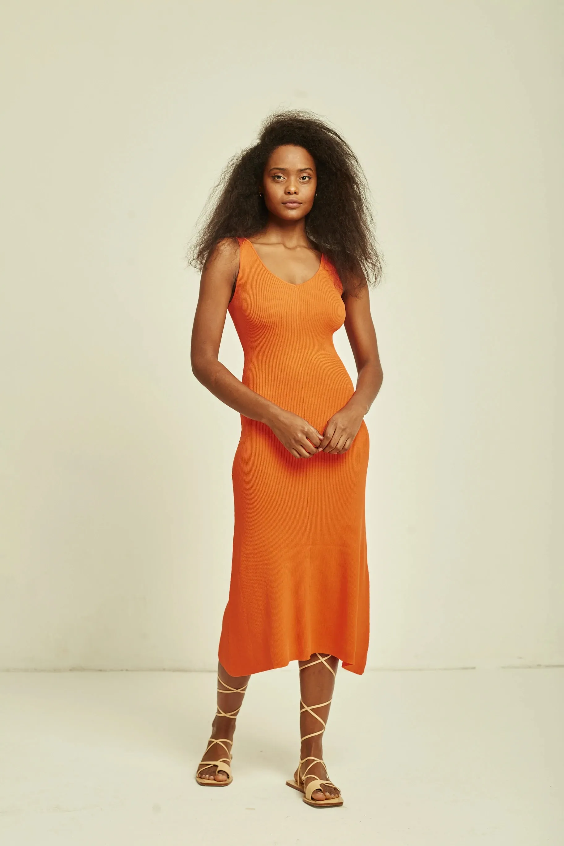 Kira Knit Midi Dress - Pink Sand