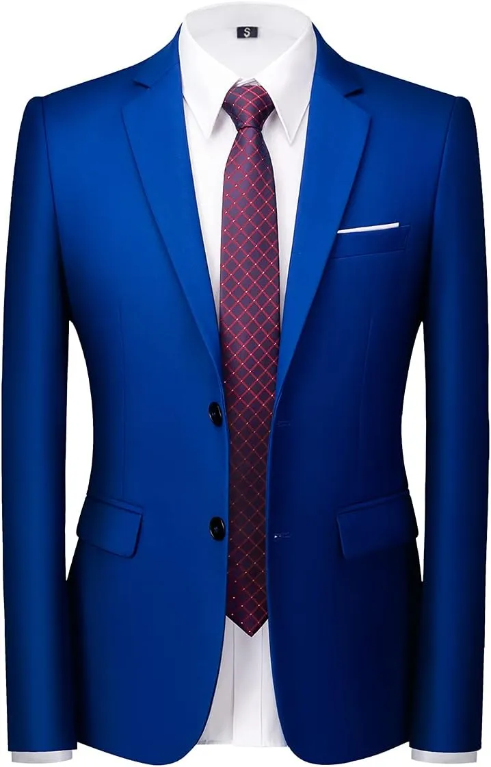 KUDORO Mens Suits Slim Fit 2 Piece Formal Two Button Single Breasted Tuxedo for Men Wedding Casual Business Jacket Pants