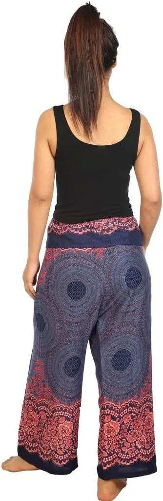 Lannaclothesdesign Women's Thai Fisherman Pants Yoga Trousers Wide Legs Pants