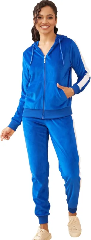 Leehanton Velour Tracksuit Womens Sweatsuits 2 Piece Set Zip Hoodie Sweatpants Outfits Velvet Jogging Suits