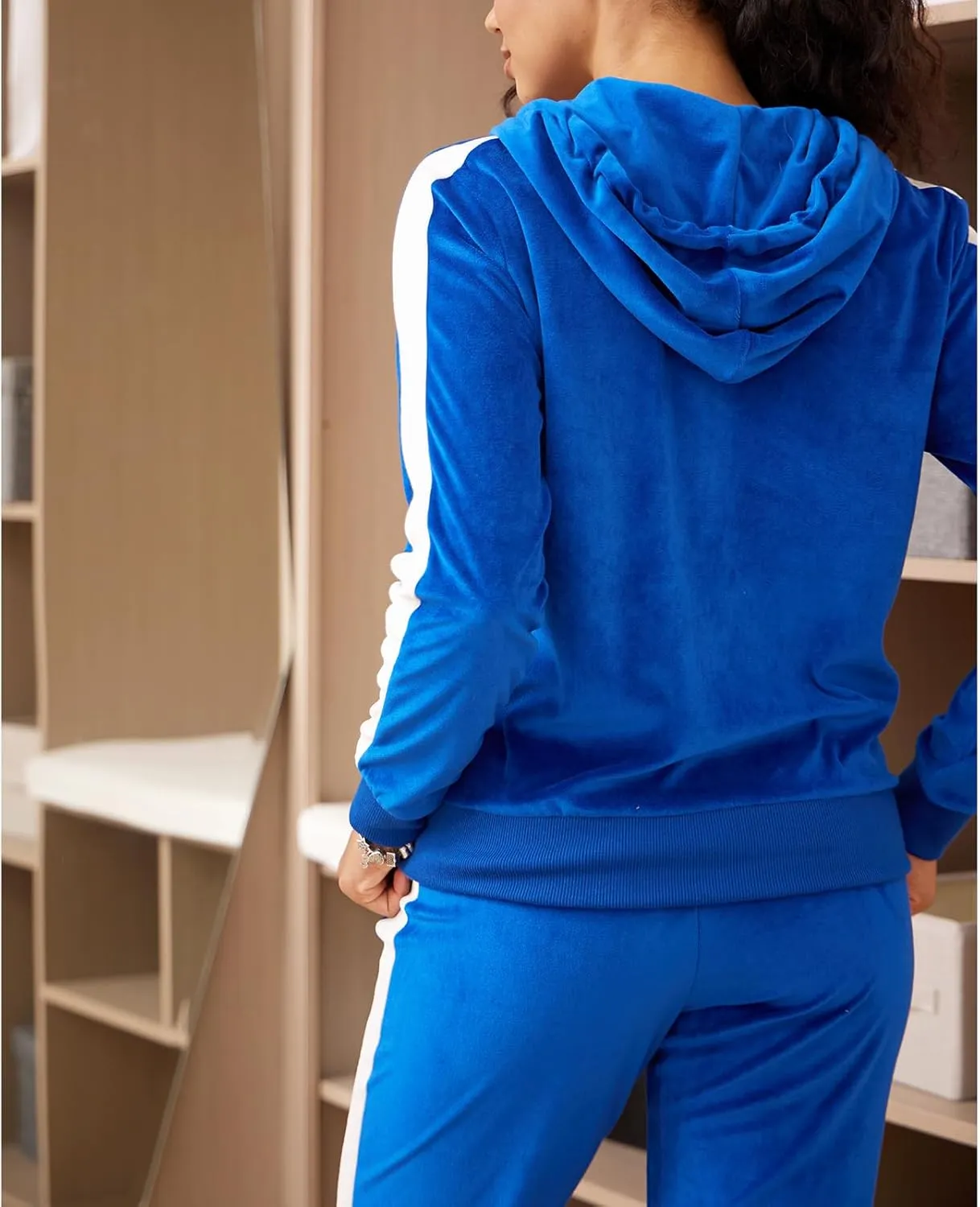Leehanton Velour Tracksuit Womens Sweatsuits 2 Piece Set Zip Hoodie Sweatpants Outfits Velvet Jogging Suits