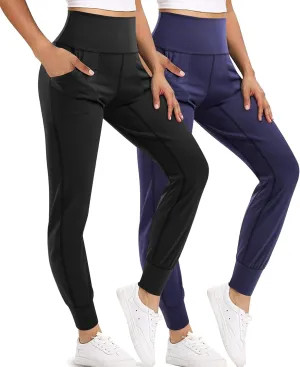 LEINIDINA Womens Jogger Pants High Waisted Sweatpants with Pockets Tapered Casual Lounge Pants Loose Track Cuff Leggings