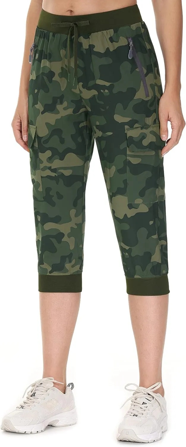 Libin Women's Cargo Capri Pants Hiking Cropped Pants Lightweight Quick Dry Joggers Athletic Workout Casual Outdoor Shorts