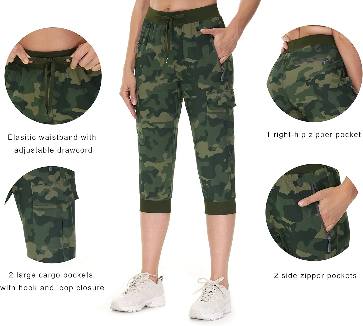 Libin Women's Cargo Capri Pants Hiking Cropped Pants Lightweight Quick Dry Joggers Athletic Workout Casual Outdoor Shorts