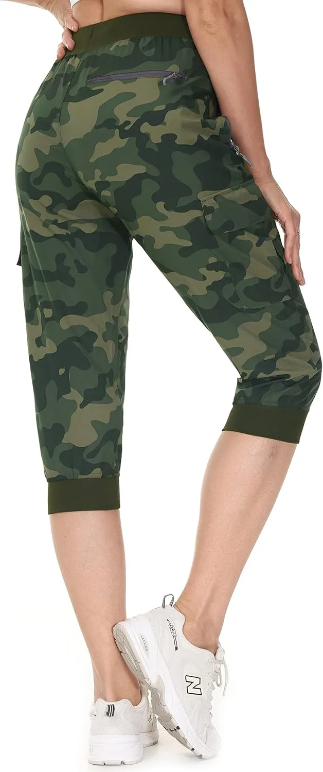 Libin Women's Cargo Capri Pants Hiking Cropped Pants Lightweight Quick Dry Joggers Athletic Workout Casual Outdoor Shorts