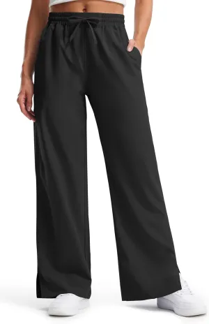 Libin Women's Lightweight Wide Leg Pants 27"/29" High Waisted Casual Work Pants Lounge Flowy Trousers with Pockets