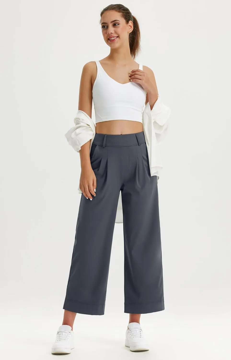 Libin Women's Wide Leg Dress Pants 27"/29"/31" High Waisted Stretch Work Casual Sweatpants Trousers with Pockets