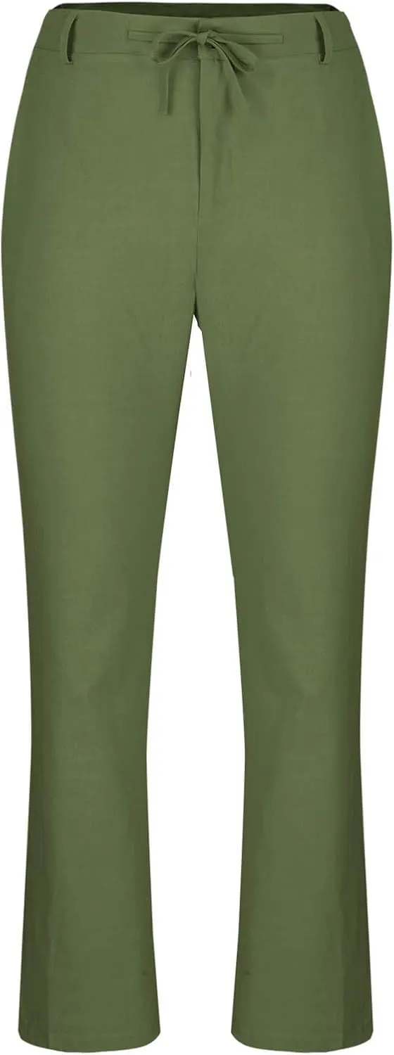 Linen Pants for Men Casual Baggy Elastic Drawstring Waist Wide Leg Beach Pant Lightweight Comfy Trousers with Pockets
