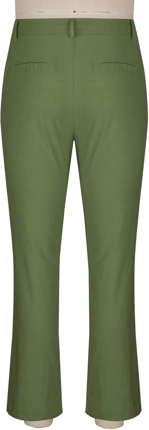 Linen Pants for Men Casual Baggy Elastic Drawstring Waist Wide Leg Beach Pant Lightweight Comfy Trousers with Pockets