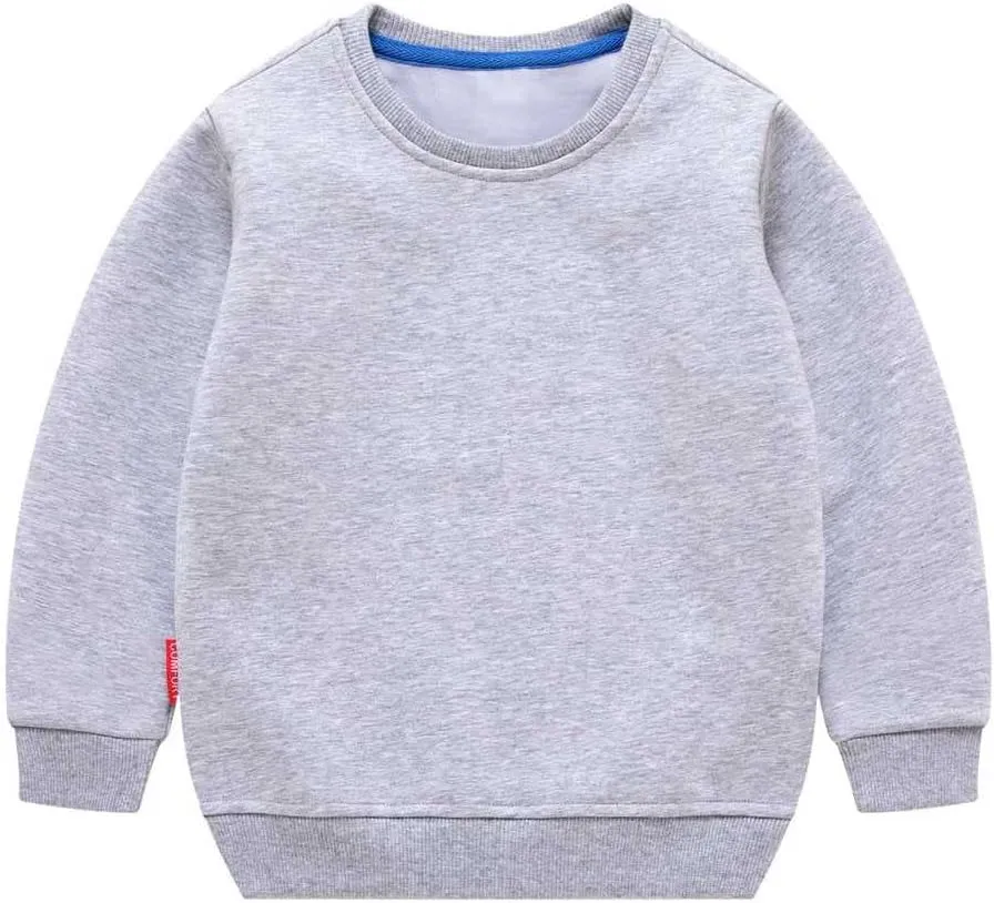 LNICAER Kids Baby Boys Girls Casual Sweatshirt Solid Color Crewneck Fleece Long Sleeve Pullover Tops T-Shirt