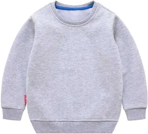 LNICAER Kids Baby Boys Girls Casual Sweatshirt Solid Color Crewneck Fleece Long Sleeve Pullover Tops T-Shirt
