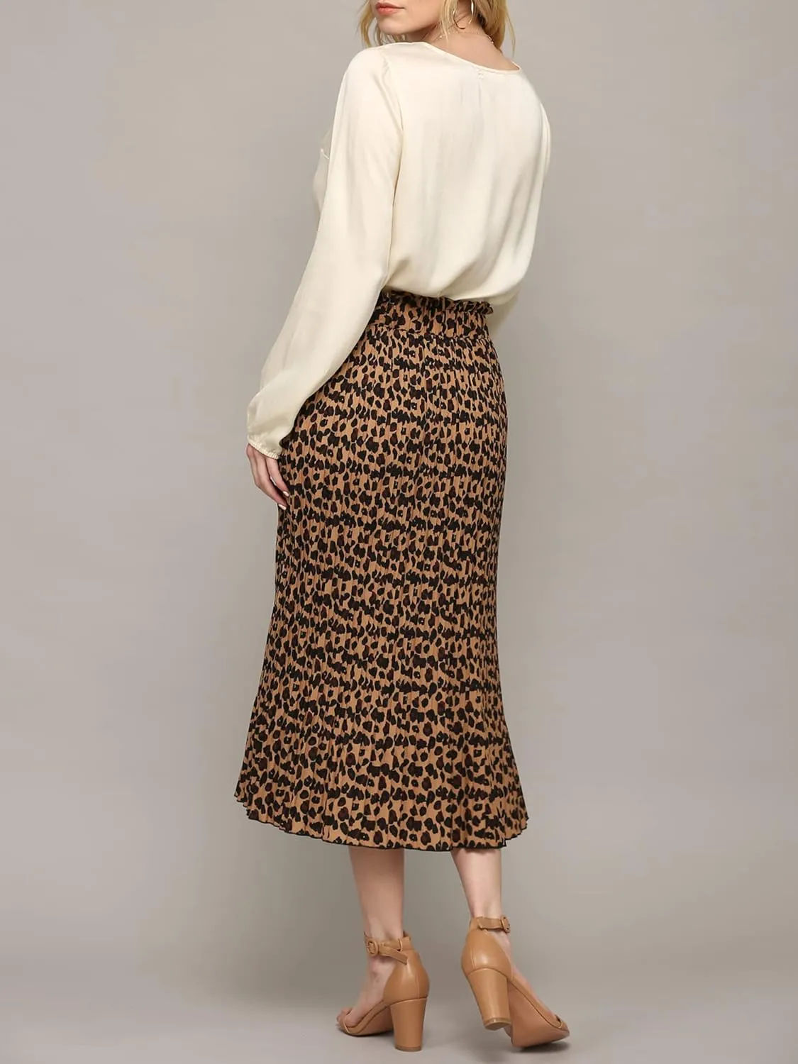 Lock and Love Womens High Waist Polka Dot Pleated Midi Swing Skirt with Pockets