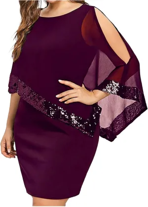 Maternity Dress, Women's Sleeveless Cape Dress with Chiffon Overlay Cocktail Formal Wedding Guest Dress