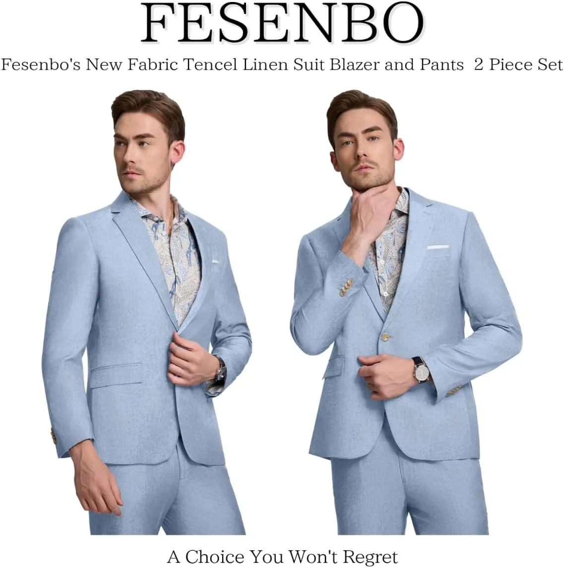 Men 2 Piece Suit Set Tencel Linen Men Suit Blazer Pants Lightweight Slim Fit Prom Tuxedo for Summer Beach Wedding