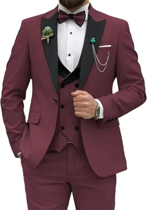 Men Suits Regular Fit 3 Piece Pant Suit Set Wedding Tuxedo Blazer Double Breasted Vest Prom Jacket Mens Formal Suits Outfits