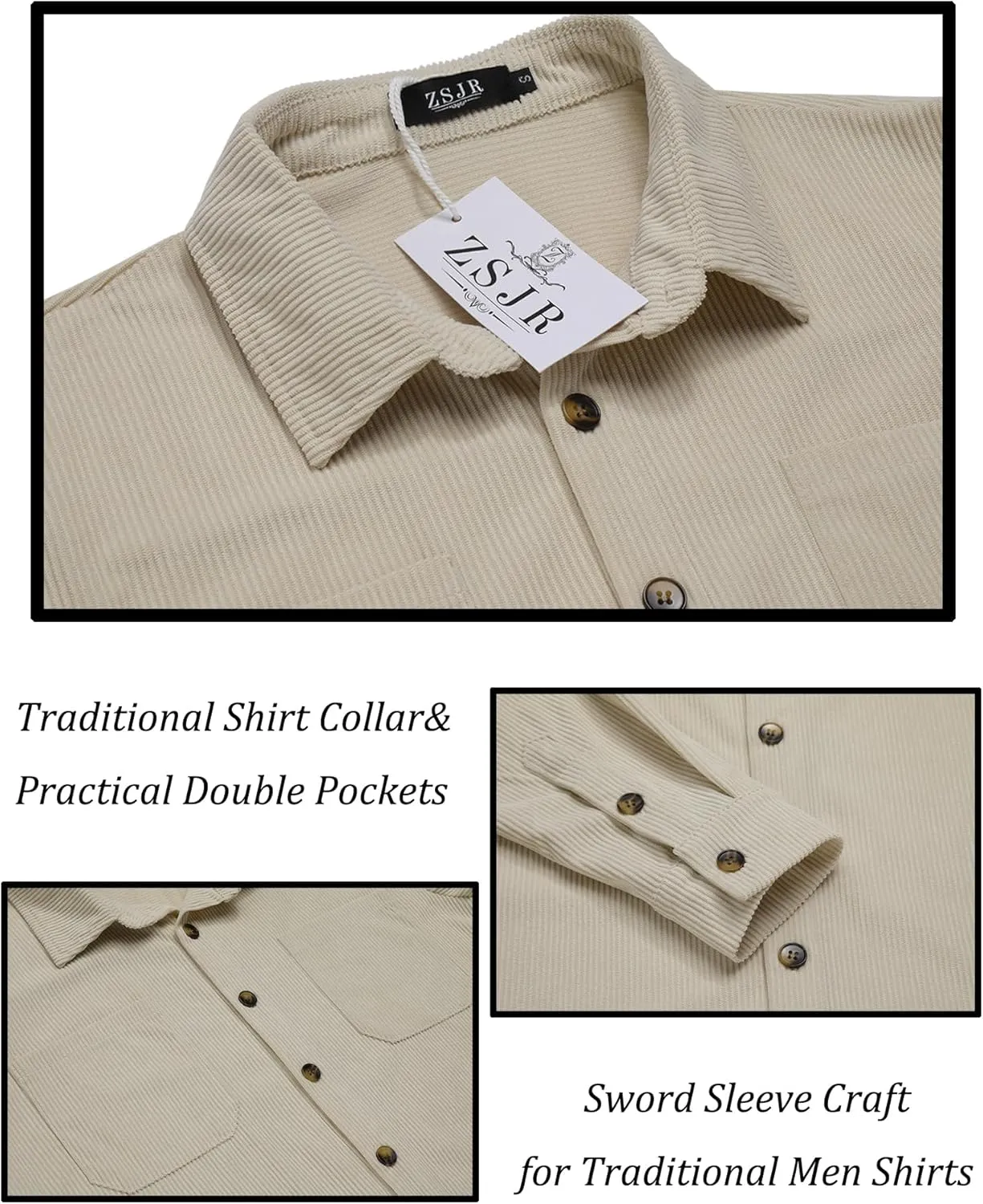 Men's 2 Piece Outfits Corduroy Casual Long Sleeve Shirt Pant Sets Fall Fashion Tracksuits