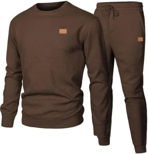 Men's 2 Piece Sweatsuits Outfits Casual Crewneck Jacquard Sweatshirt Joggers Sweatpants Set Tracksuit