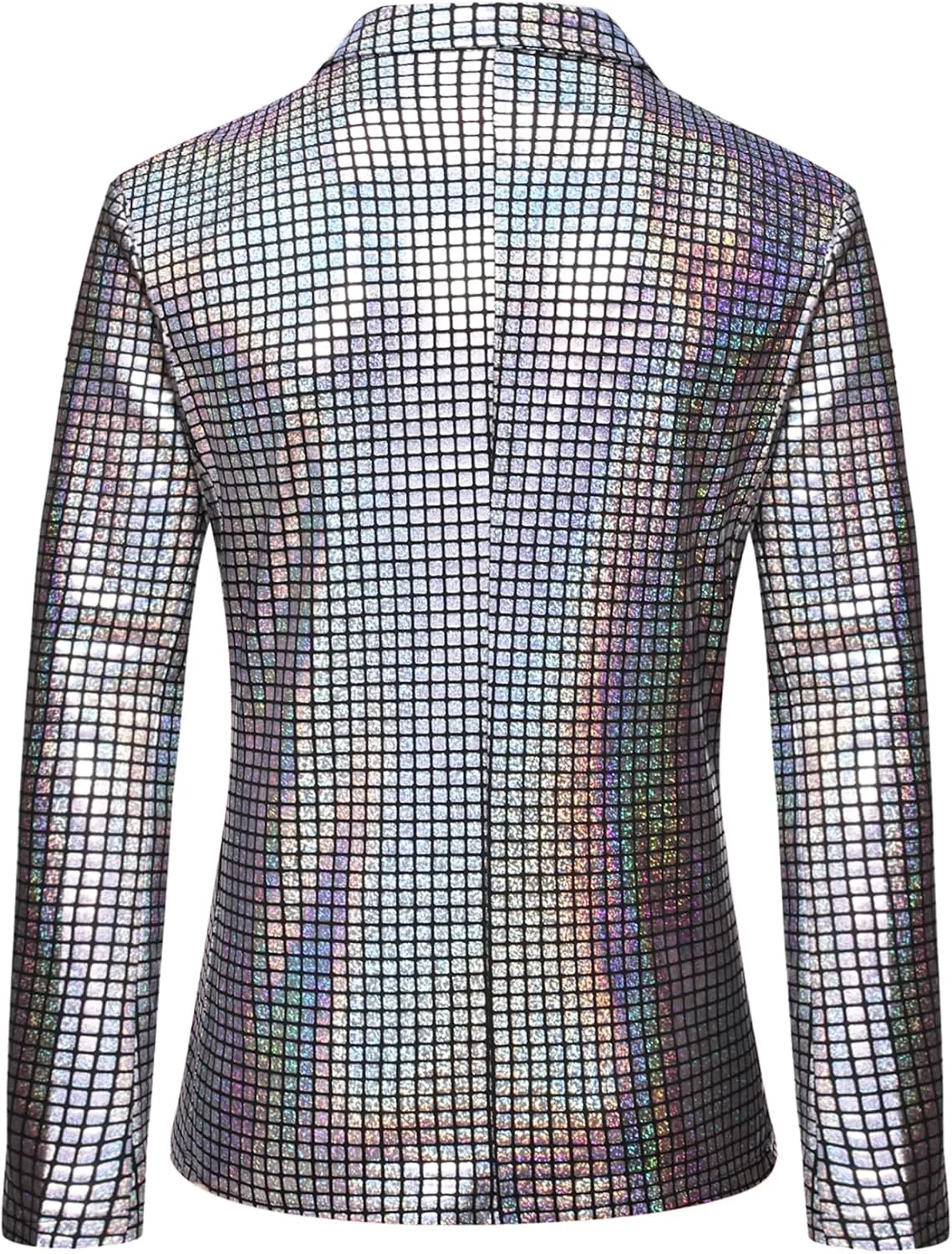 Men's 70s Disco 2 Piece Set Stretchy Shiny Suits Sequin Jacket and Pants