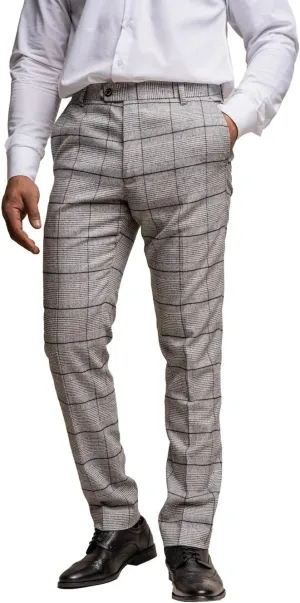 Mens and Boys Tweed Windowpane Check Slim Fit Suit Wedding Formal Set