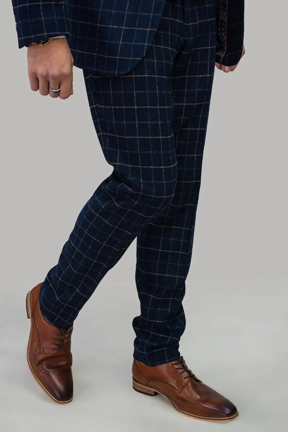 Mens and Boys Tweed Windowpane Check Slim Fit Suit Wedding Formal Set