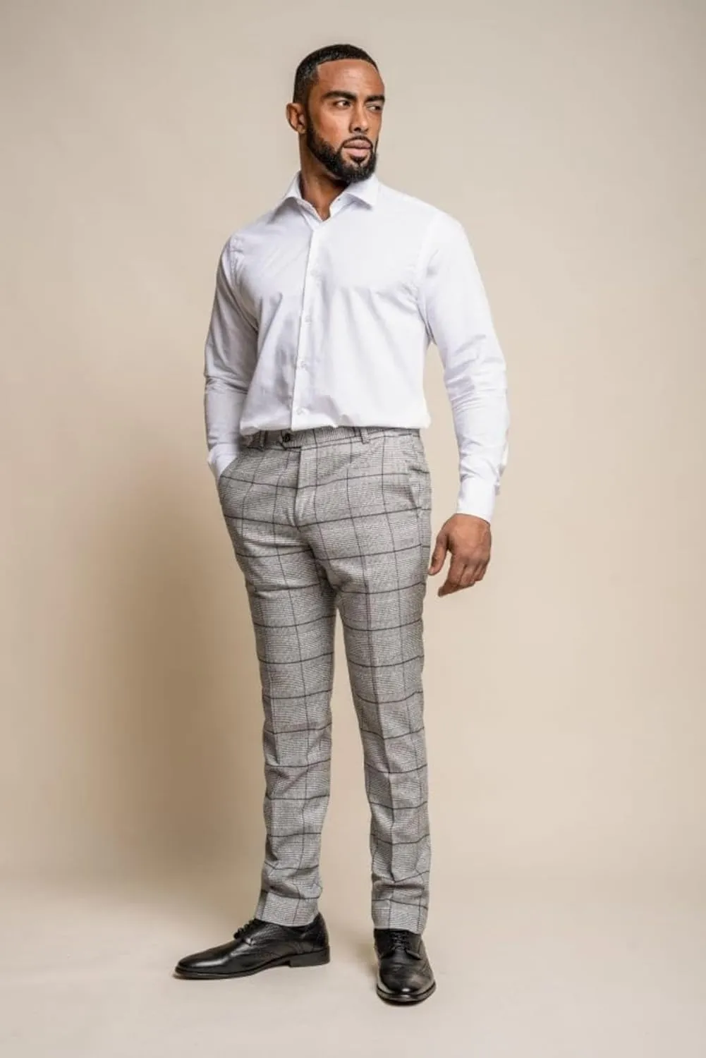 Mens and Boys Tweed Windowpane Check Slim Fit Suit Wedding Formal Set