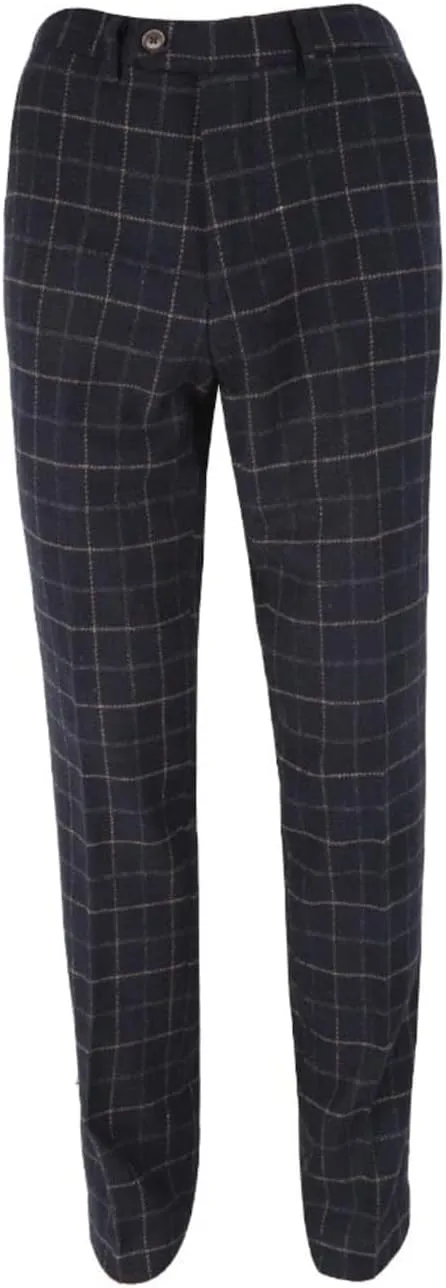Mens and Boys Tweed Windowpane Check Slim Fit Suit Wedding Formal Set