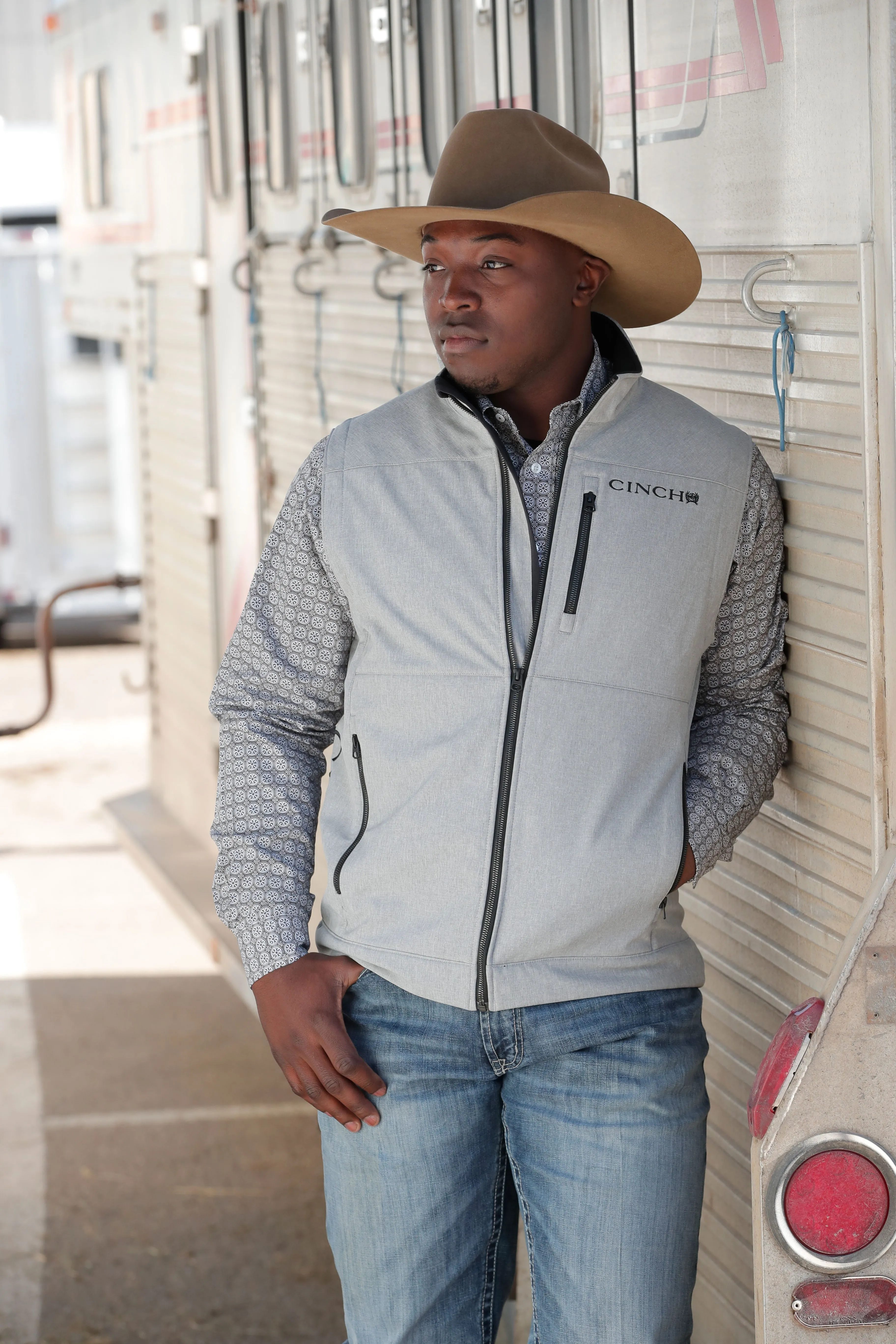 Men's Cinch MWV1515016 Grey Bonded Vest *CLOSEOUT*