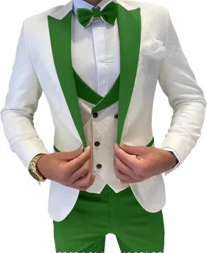 Mens Jacquard Suit 3 Piece Slim Fit Suits Prom Formal Business Suit for Men Jacket Vest Pants Wedding Suit