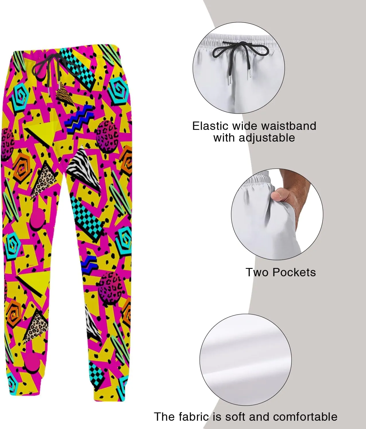 Mens Jogger Pants 80s Outfit for Men Costumes Sweatpants 90s Outfit for Men Casual Sports Track Pants