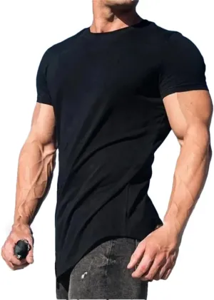 Mens Muscle Fitness T Shirt Summer Cotton Short Sleeve Gym Workout Athleisure Sport Top
