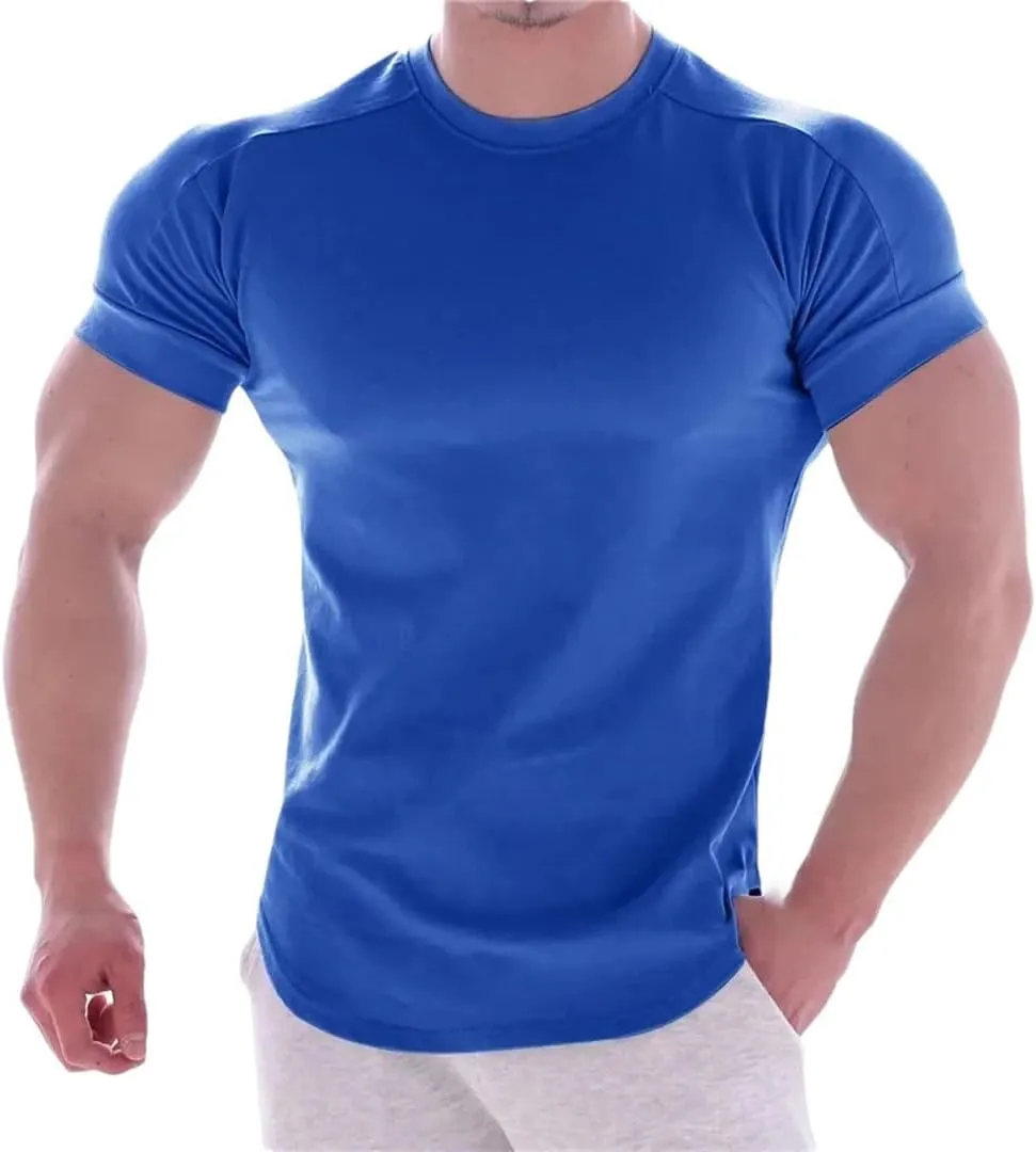 Mens Quick Dry T Shirt Stretch Short Sleeve Sports Top Summer Running Basketball Training Athletic Tee