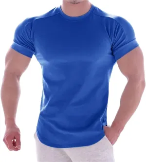Mens Quick Dry T Shirt Stretch Short Sleeve Sports Top Summer Running Basketball Training Athletic Tee