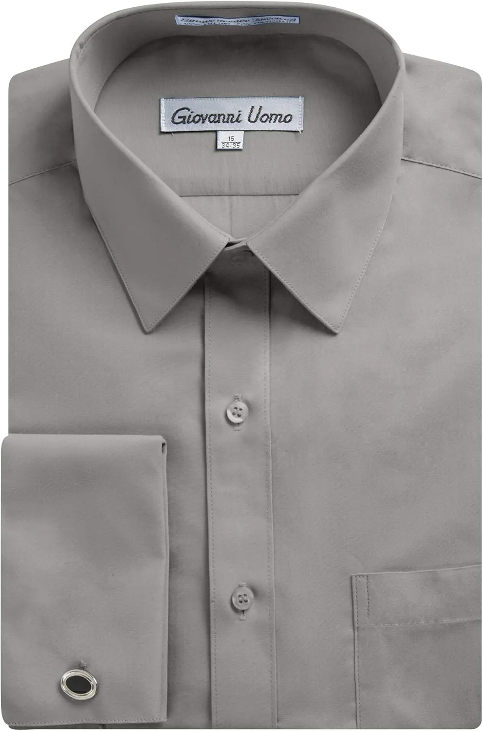Men's Regular & Slim Fit French Cuff Solid Dress Shirt - Colors (Cufflink Included)